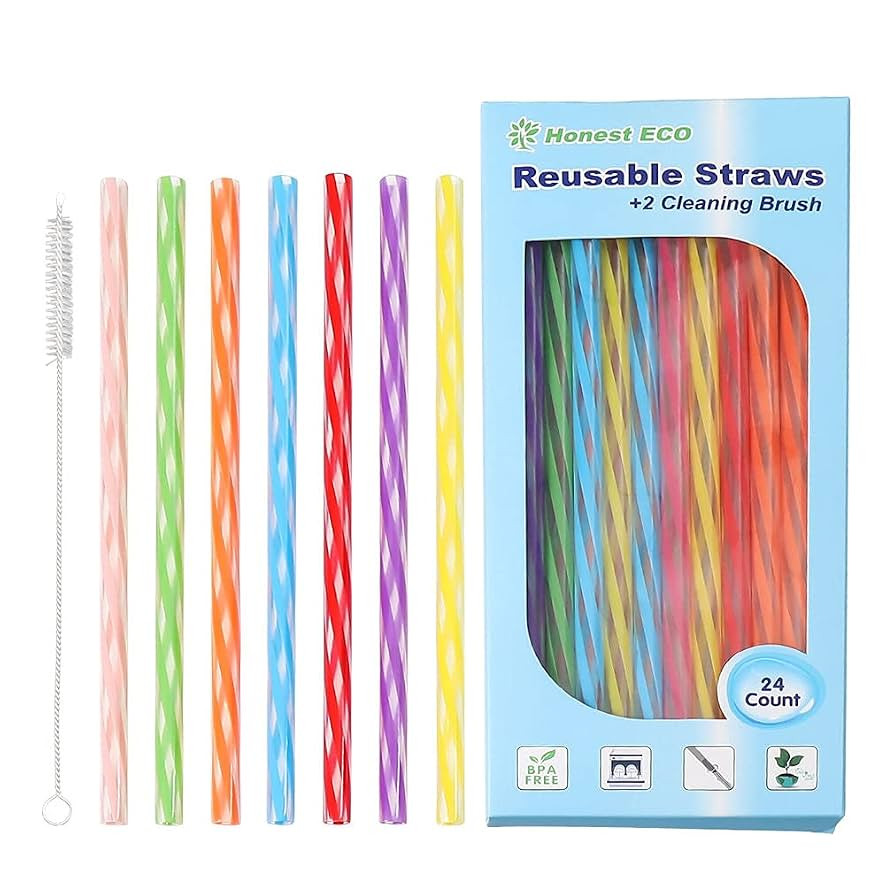 Reusable Stirrer Straws with Cleaner Brush Short Assorted color Plastic Pipes fit for Milk & Juic... | Amazon (US)