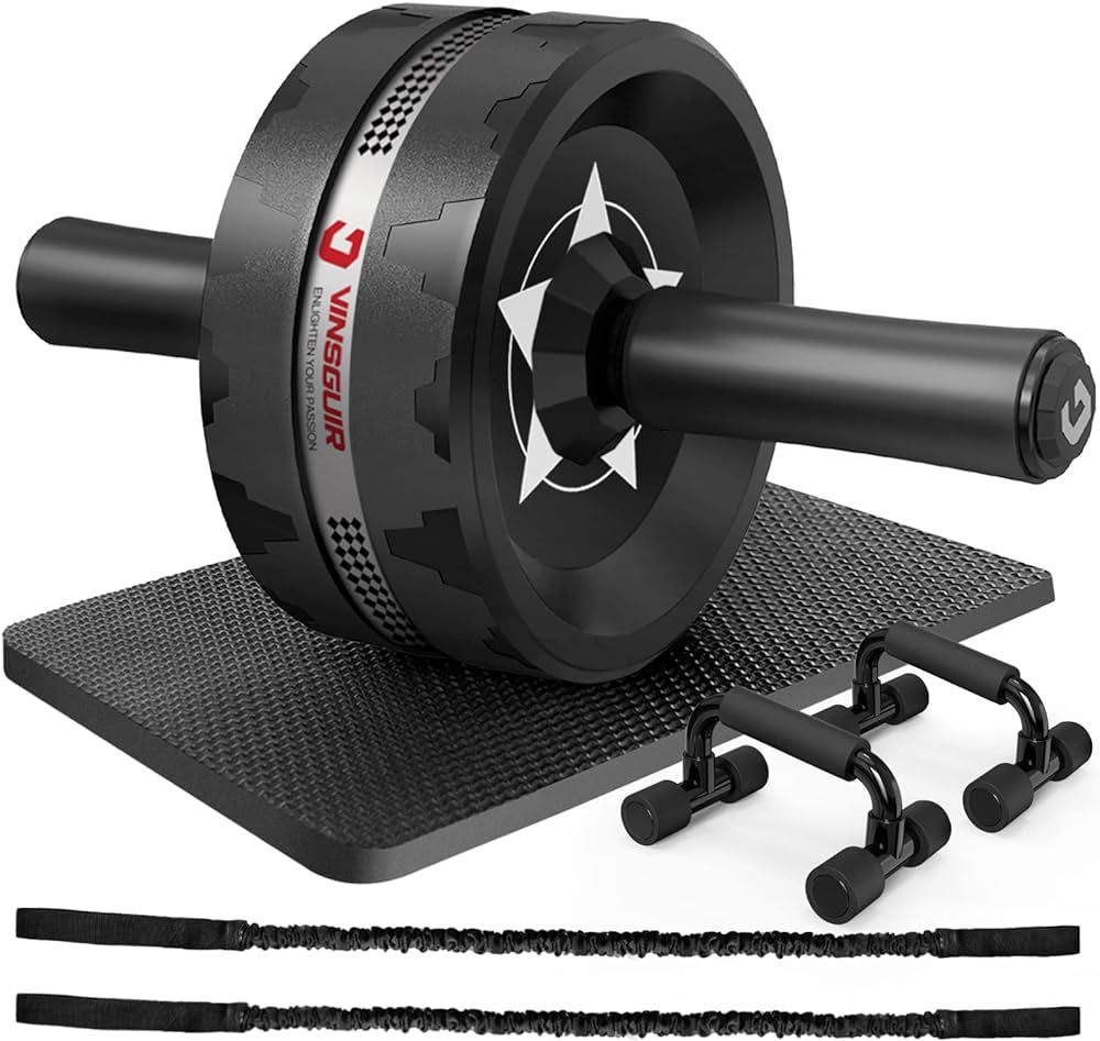Vinsguir Ab Roller Wheel Kit - Ab Workout Equipment with Push Up Bars, Resistance Bands, Knee Mat... | Amazon (US)
