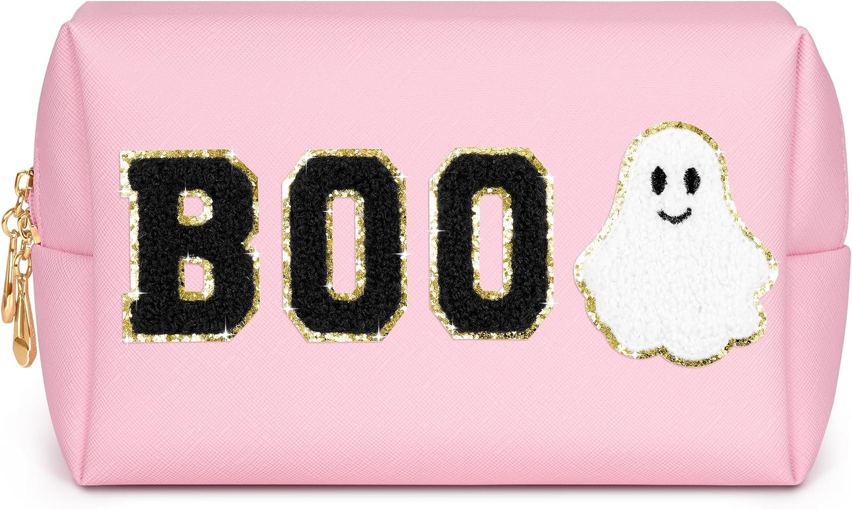 Dripkiaa Halloween Makeup Bag Chenille Patch Travel Cosmetic Bag Organizer Large Capacity Toiletr... | Amazon (US)