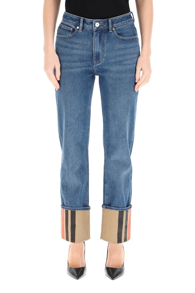 Burberry Striped Cuff Straight-Leg Jeans | Cettire Global