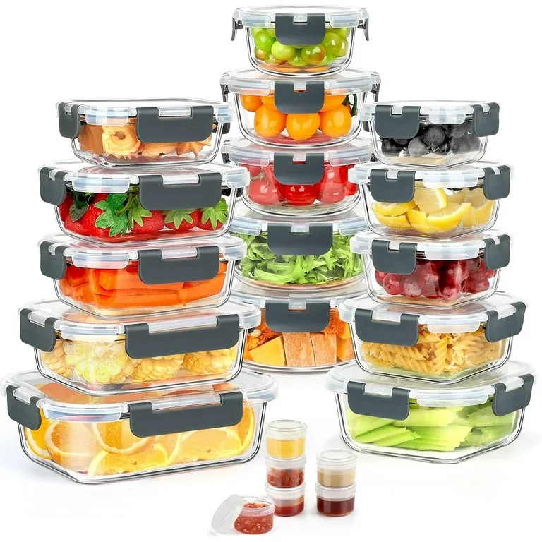 TAIMASI 42 Pcs Glass Food Storage Containers Set with Snap Locking Lids, 21 Containers & 21 Lids,... | Walmart (US)