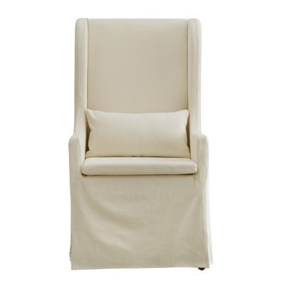 Walton Park Slipcovered Wingback Parson Chair - Light Natural/White - iNSPIREQ | Target
