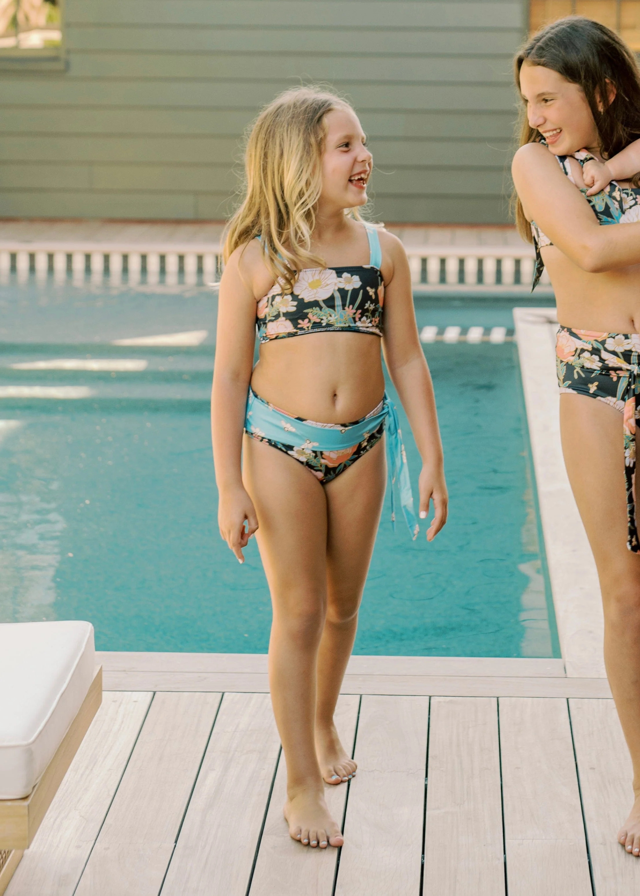 Little Girls Black Garden two piece swimsuit | Mulberry & King