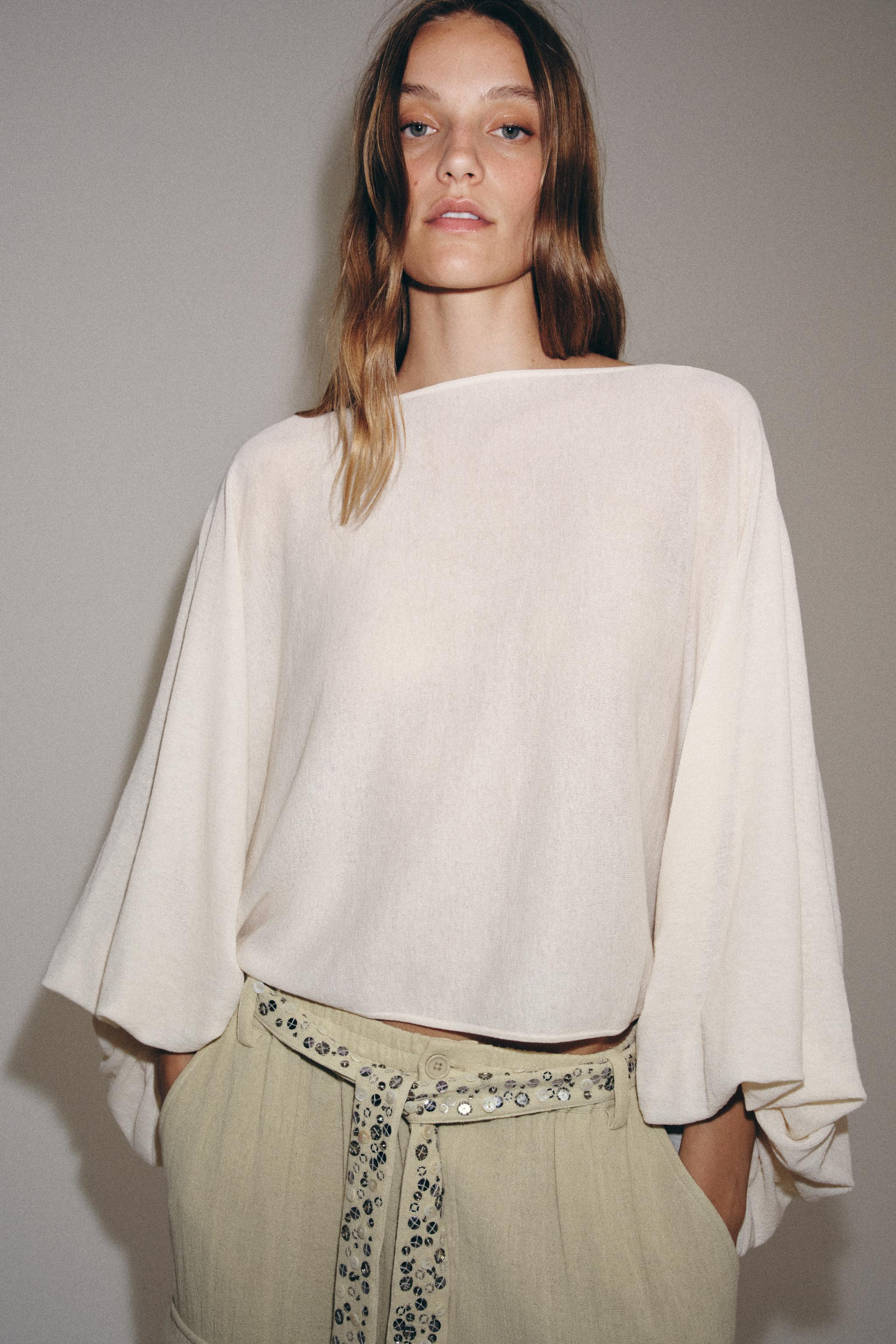 KNIT TOP WITH VOLUME SLEEVES | Zara US