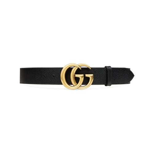 Gucci Leather belt with double G buckle - Black | Farfetch EU