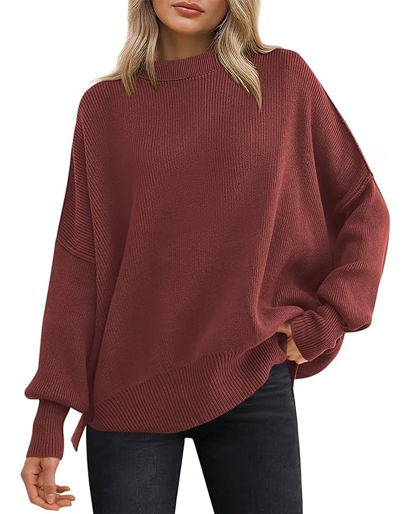 ANRABESS Oversized Sweaters Crewneck Knit Pullover Top | Amazon (US)