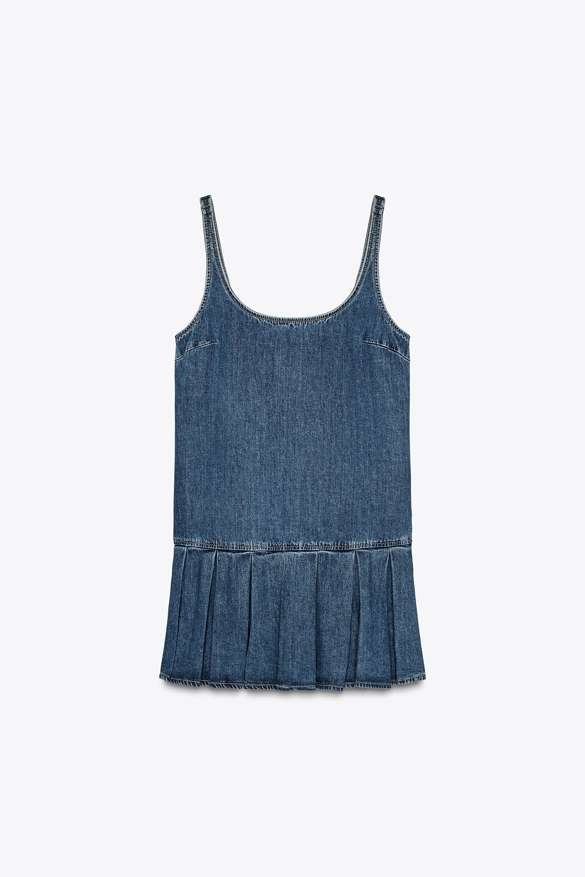 PLEATED TRF DENIM DRESS | Zara US