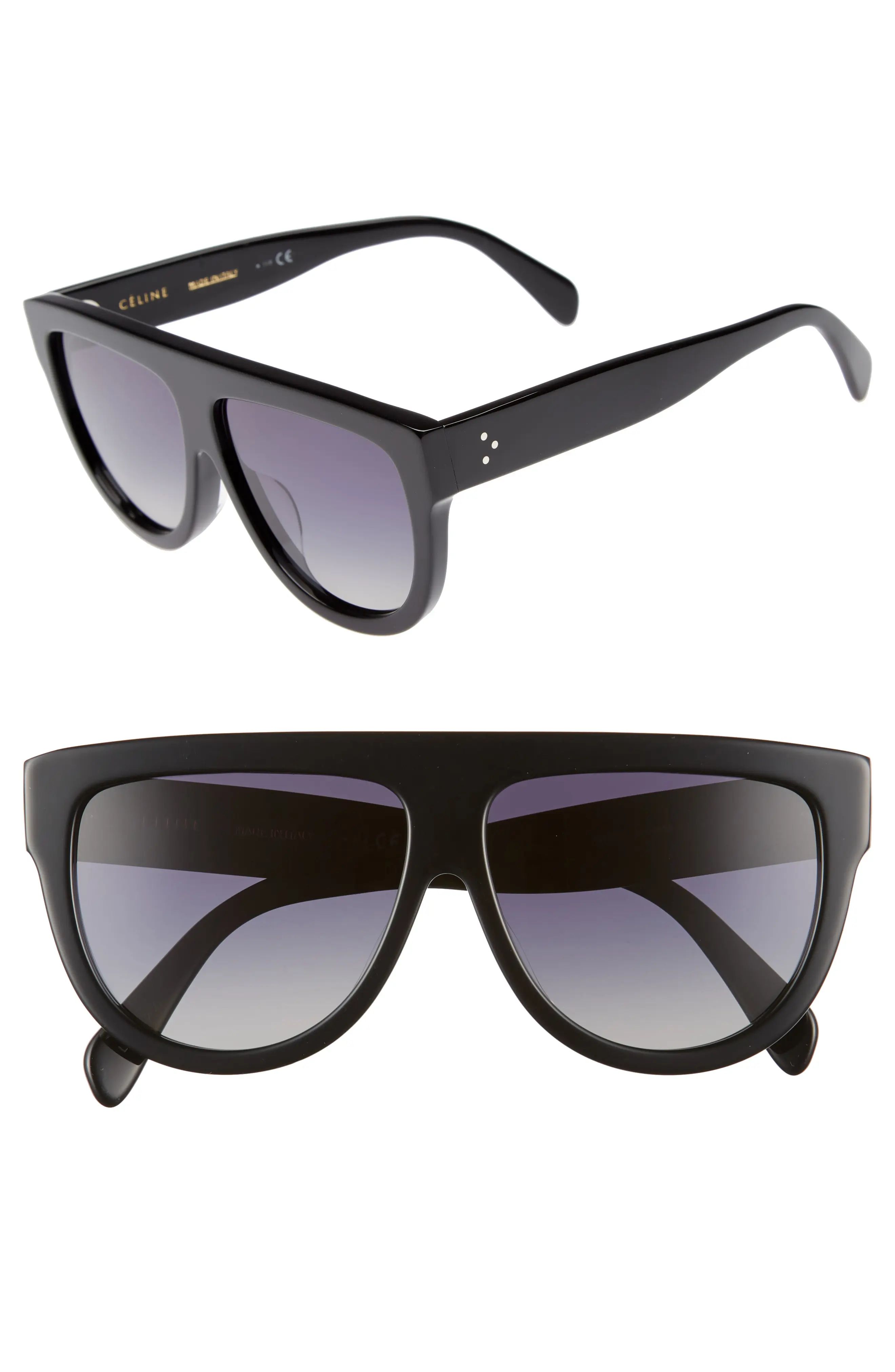 Céline Special Fit 60mm Polarized Gradient Flat Top Sunglasses | Nordstrom