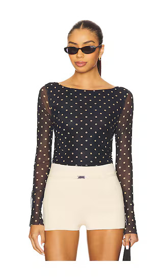 Lena Top in Dark Navy & Cream Dot | Revolve Clothing (Global)