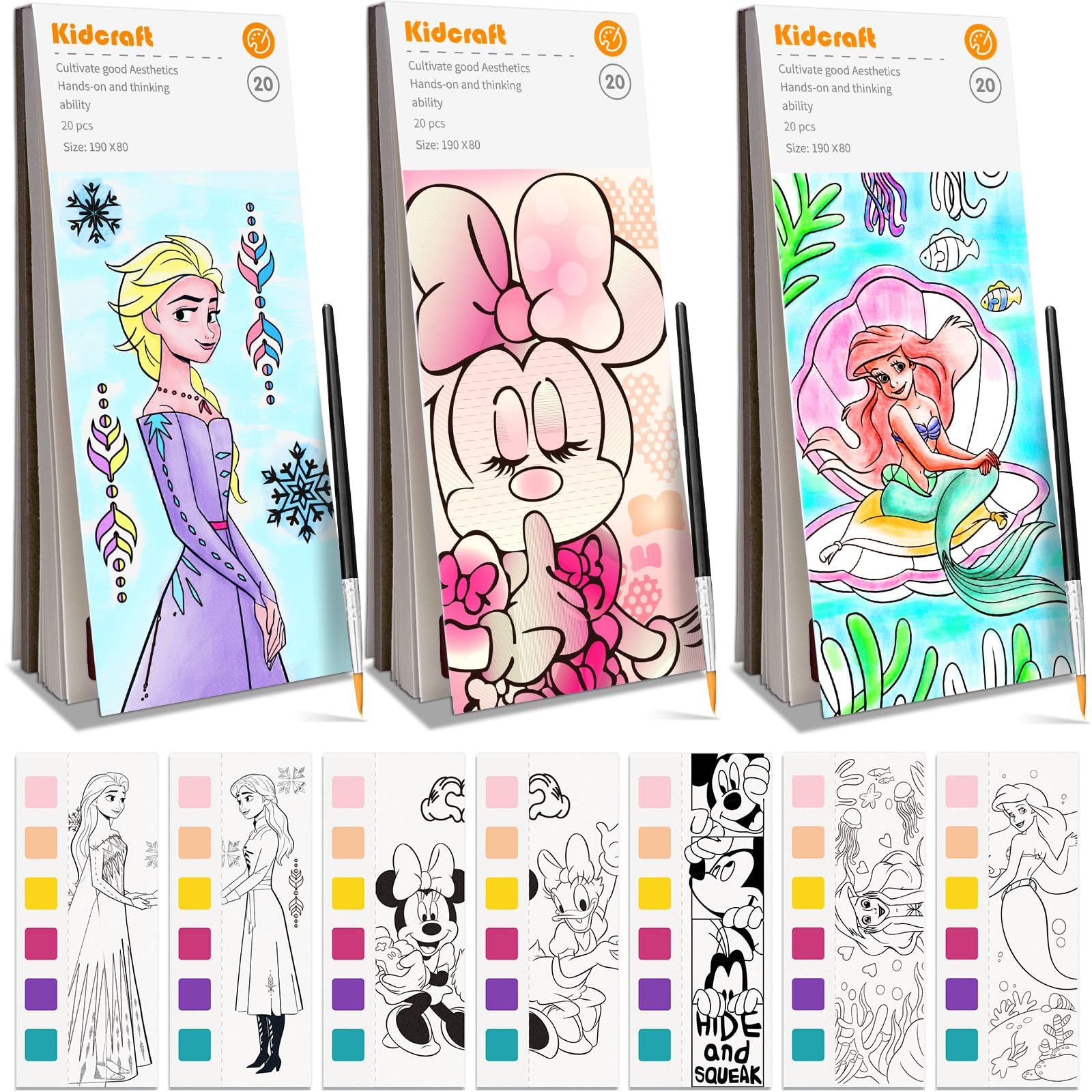 Paint with Water Coloring Books for Kids - 3 Pack, Pocket Mess Free Watercolor Painting Kit, Wate... | Amazon (US)
