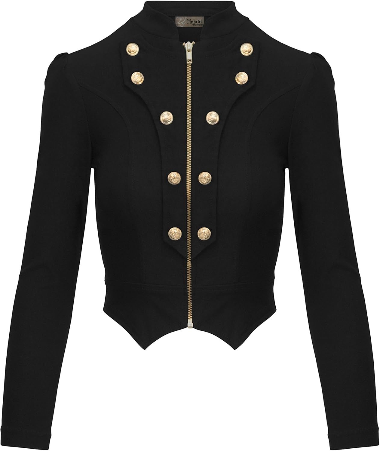 Hybrid & Company Women's Military Crop Stretch Gold Zip Up Blazer Jacket | Amazon (US)