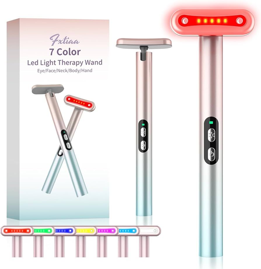 Fxtiaa Led-Face-Wand，7 in 1 LED Light Therapy Facial Red & Blue Rejuvenation Tool | Amazon (US)