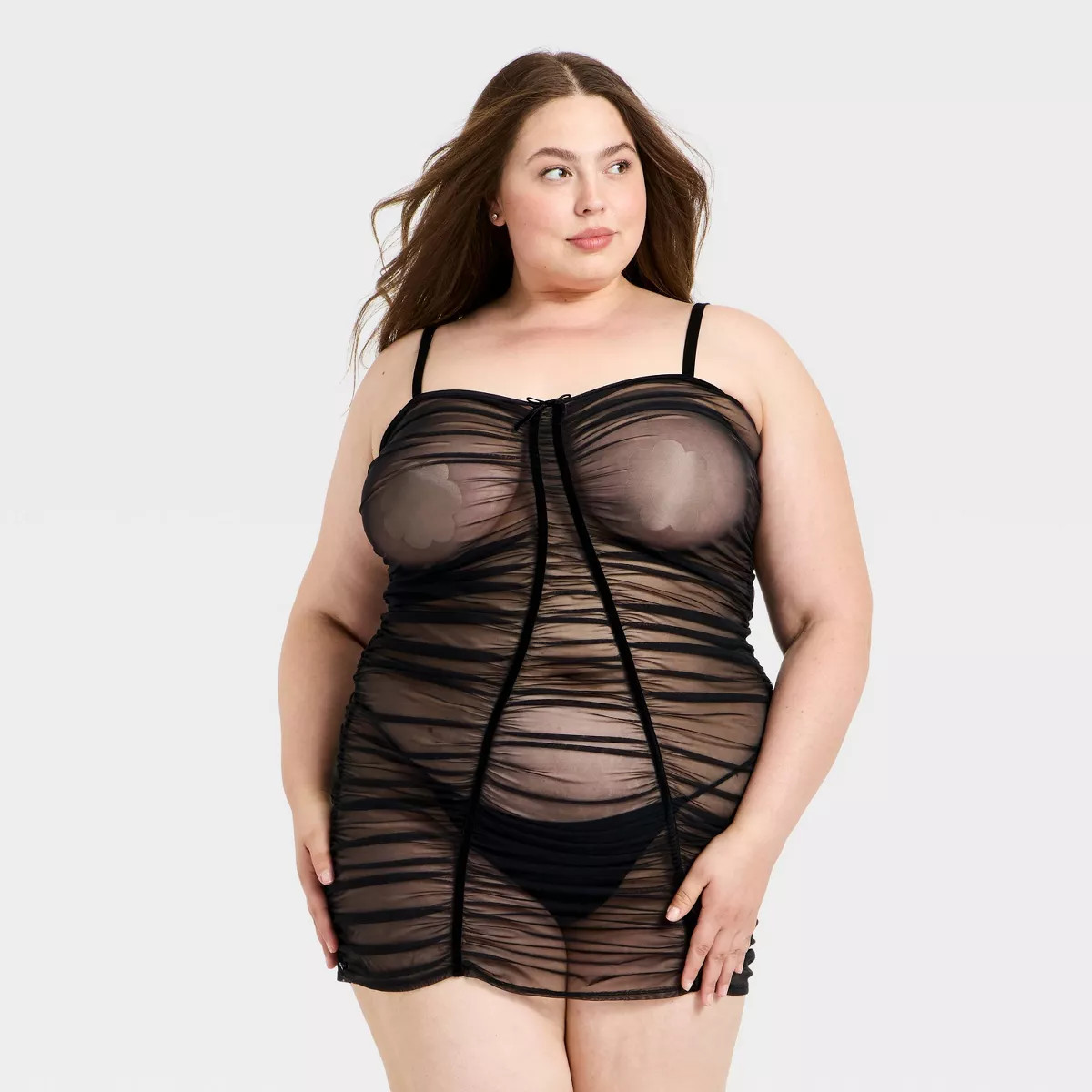 Women's Mesh Lingerie Slip Dress - Auden™ Black XXL | Target