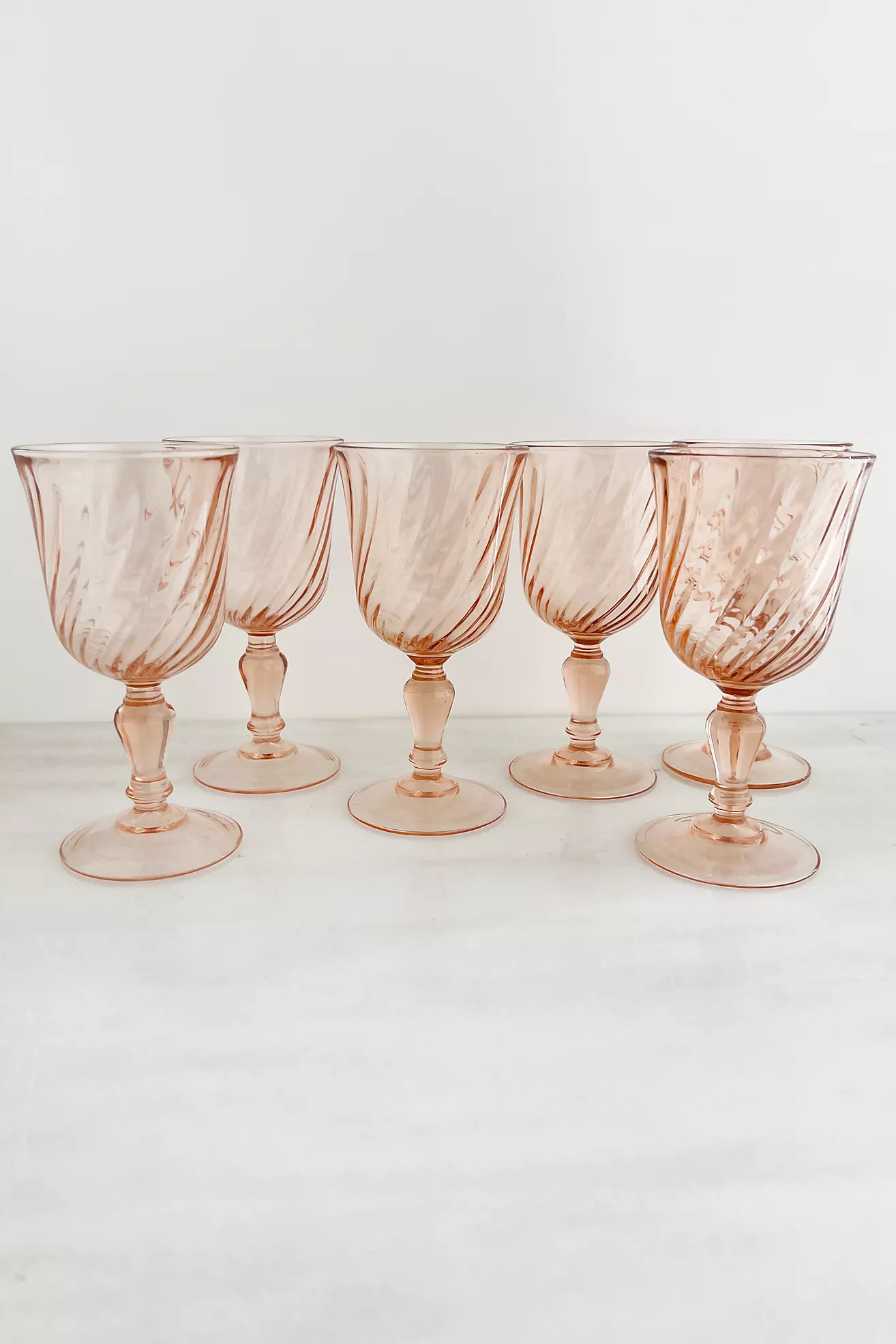 Old Flame Candle Co. Vintage Pink French Arcoroc Wine Glasses, Set of 6 | Anthropologie (US)