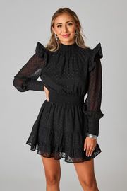 BuddyLove | Tally Elastic Waist Mini Dress | Black Quartz | BuddyLove