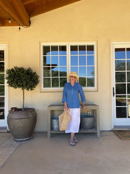 JJill linen top bryn walker linen pants helen kaminski hat mar y sol tote

#LTKSeasonal #LTKstyletip #LTKtravel