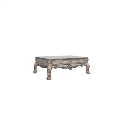 Oversized 57-Inch Rectangular Coffee Table with Floral Carvings and Two Drawers in Soft Beige for Living Room | Wayfair North America