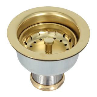 3-1/2 in. Stainless Steel Kitchen Strainer Drain in Polished Brass | The Home Depot
