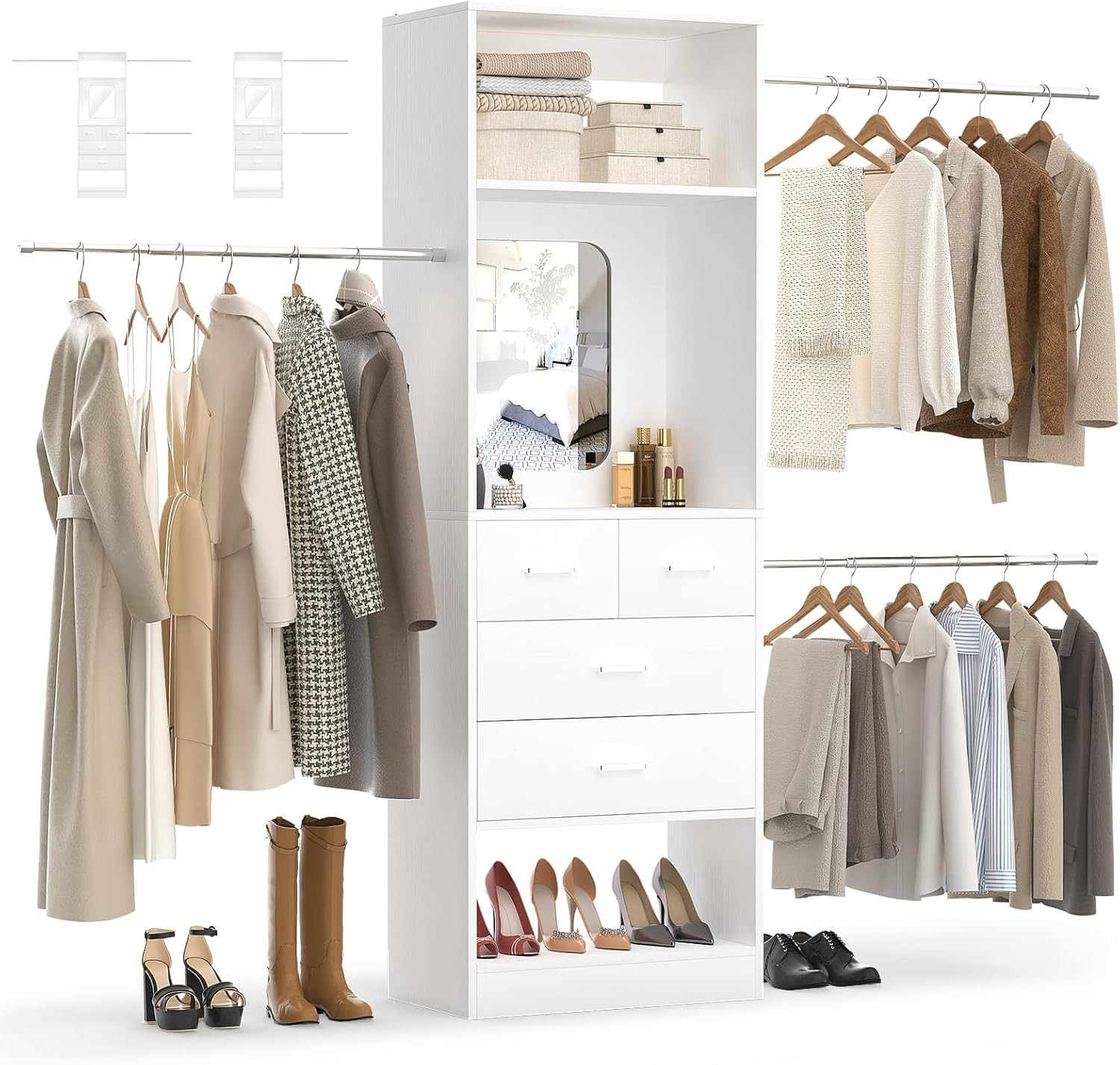 Homieasy 48" - 96” W Closet Organizer, 8FT Walk in Closet System Starter Kit with 25” Tower a... | Walmart (US)