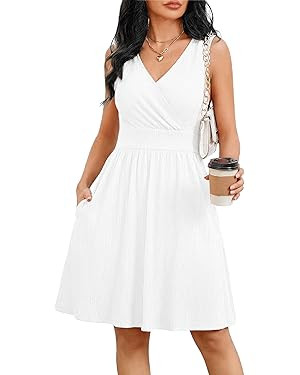 Nmoder Plus Size Midi Dress for Women - Casual Wedding Church Cocktail A-Line Dresses 3/4 Sleeve ... | Amazon (US)