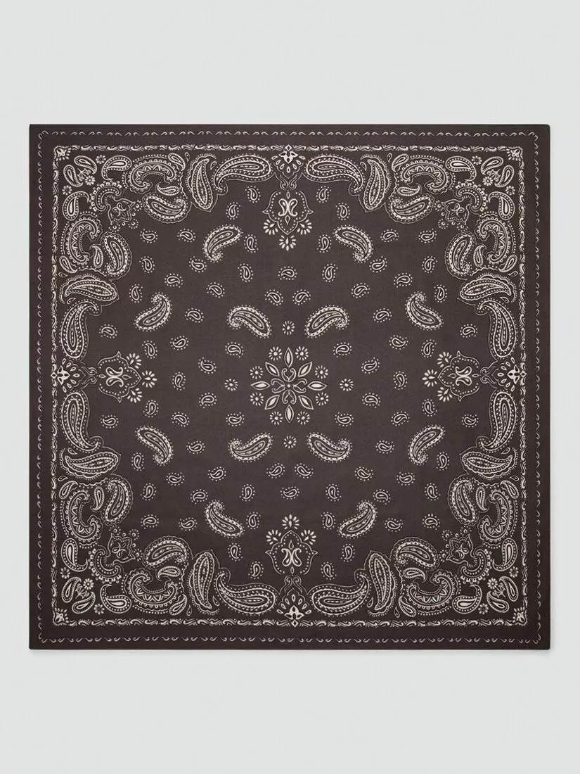 Mango Paisley Print Lightweight Square Scarf, Chocolate | John Lewis (UK)