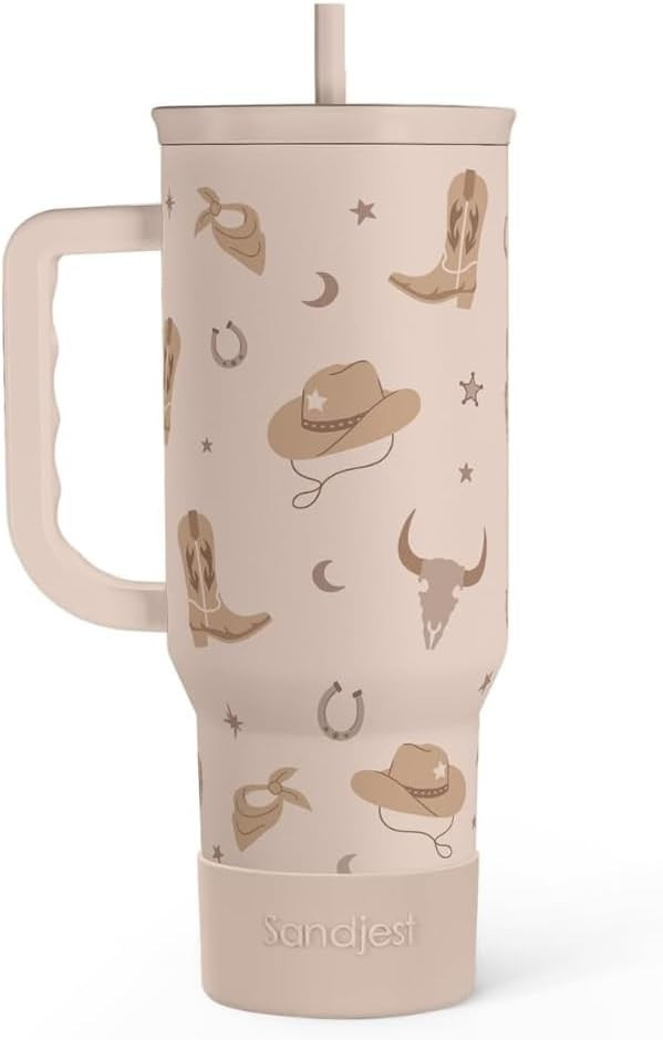 SANDJEST Cowgirl Tumbler 40oz for Women Girls – Stainless Steel Travel Coffee Mug Cup with Hand... | Amazon (US)