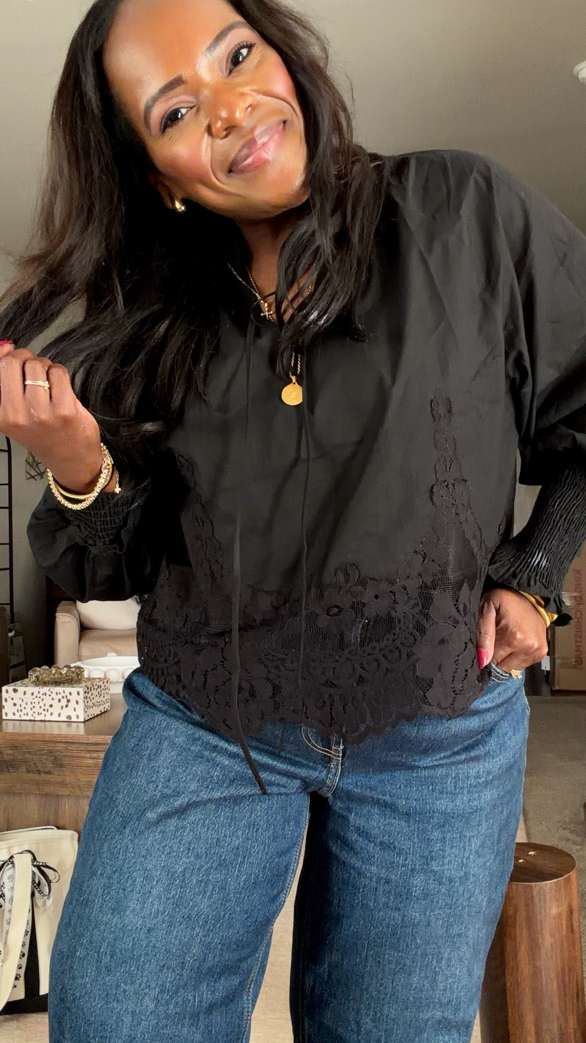 Casual Friday #ootd for the office 🖤 Wearing a medium in this Amazon lookalike Anthropologie blouse and size 12 in these barrel jeans from Old Navy!

#LTKootd #LTKMidsize #LTKSaleAlert