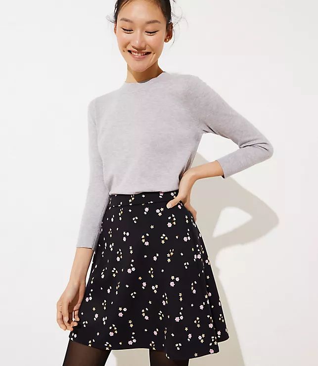 Floral Ponte Flippy Skirt | LOFT