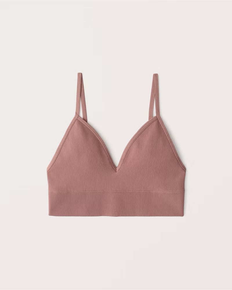 Abercrombie & Fitch Women's Seamless Triangle Bralette in Mauve - Size XS | Abercrombie & Fitch (US)