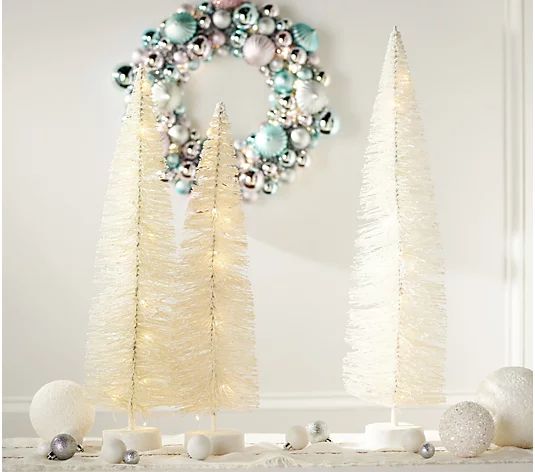 Set of 3 Oversized Lit Bottlebrush Trees by Valerie - QVC.com | QVC