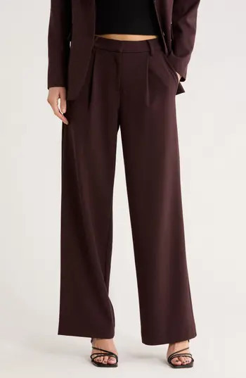 WAYF Pleated Wide Leg Trousers in Plum at Nordstrom Rack, Size X-Small | Nordstrom Rack