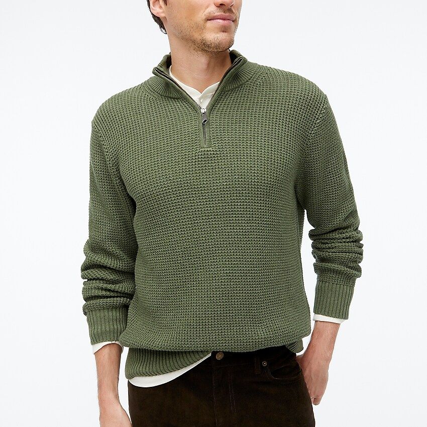 Cotton waffle half-zip sweater | J.Crew Factory