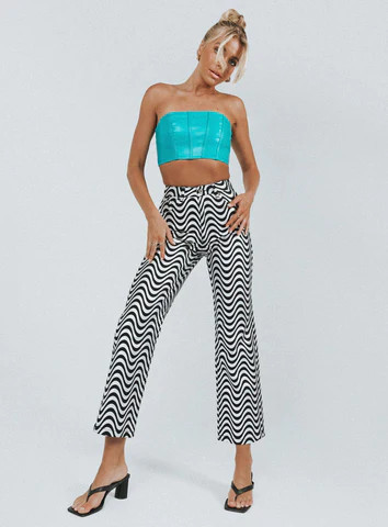 The Ragged Priest Wave Jeans Glitter Denim Silver / Black | Princess Polly AU