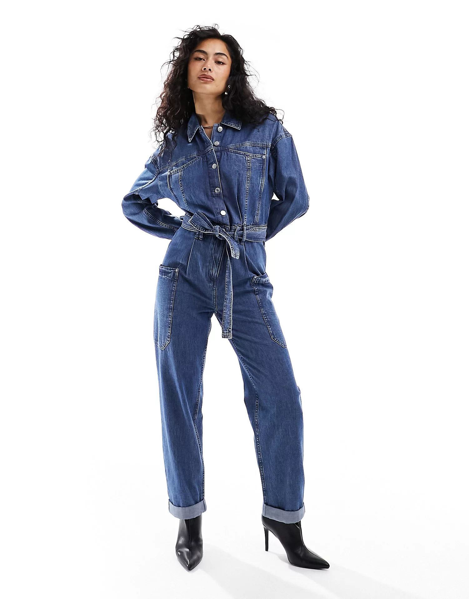 & Other Stories lightweight denim jumpsuit with patch pockets in blue wash | ASOS | ASOS (Global)