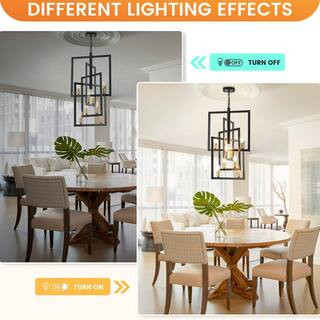 16.54 in. 8-Light Black and Gold Chandelier with Rotation Frame for Foyer, Entryway, Dining Room | The Home Depot