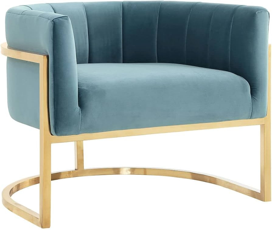 TOV Furniture The Magnolia Collection Modern Style Velvet Upholstered Living Room Accent Chair wi... | Amazon (US)