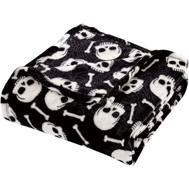 Kate Aurora Ultra Soft & Cozy Halloween Skulls & Webs Ultra Plush Throw - 50 in. W x 60 in. L | Target