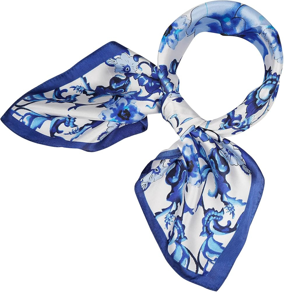 YOUR SMILE Silk Like Scarf Women’s Fashion Pattern Large Square Satin Headscarf Headdress 24''x... | Amazon (US)