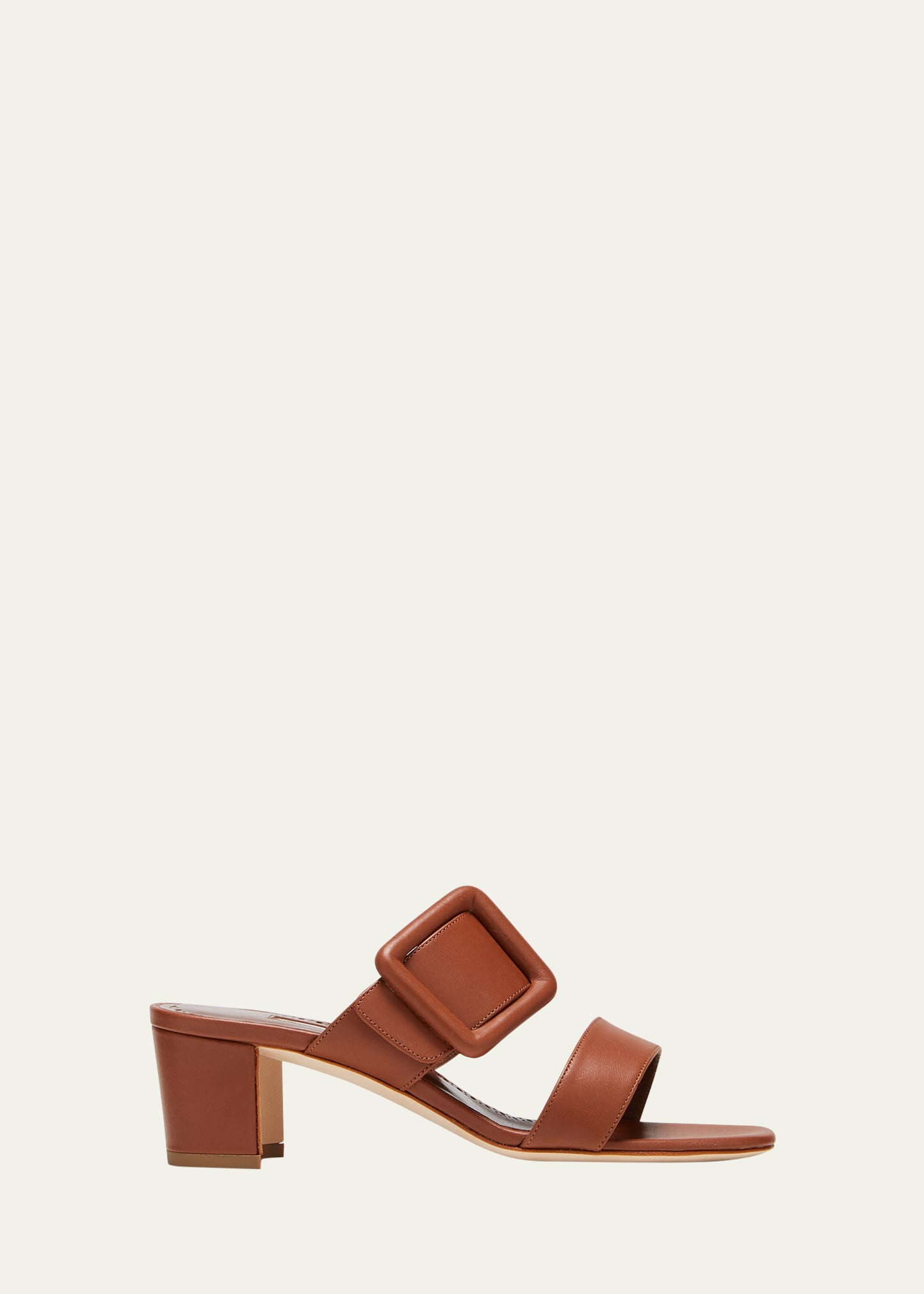Manolo Blahnik Tituba Leather Buckle Slide Sandals | Bergdorf Goodman