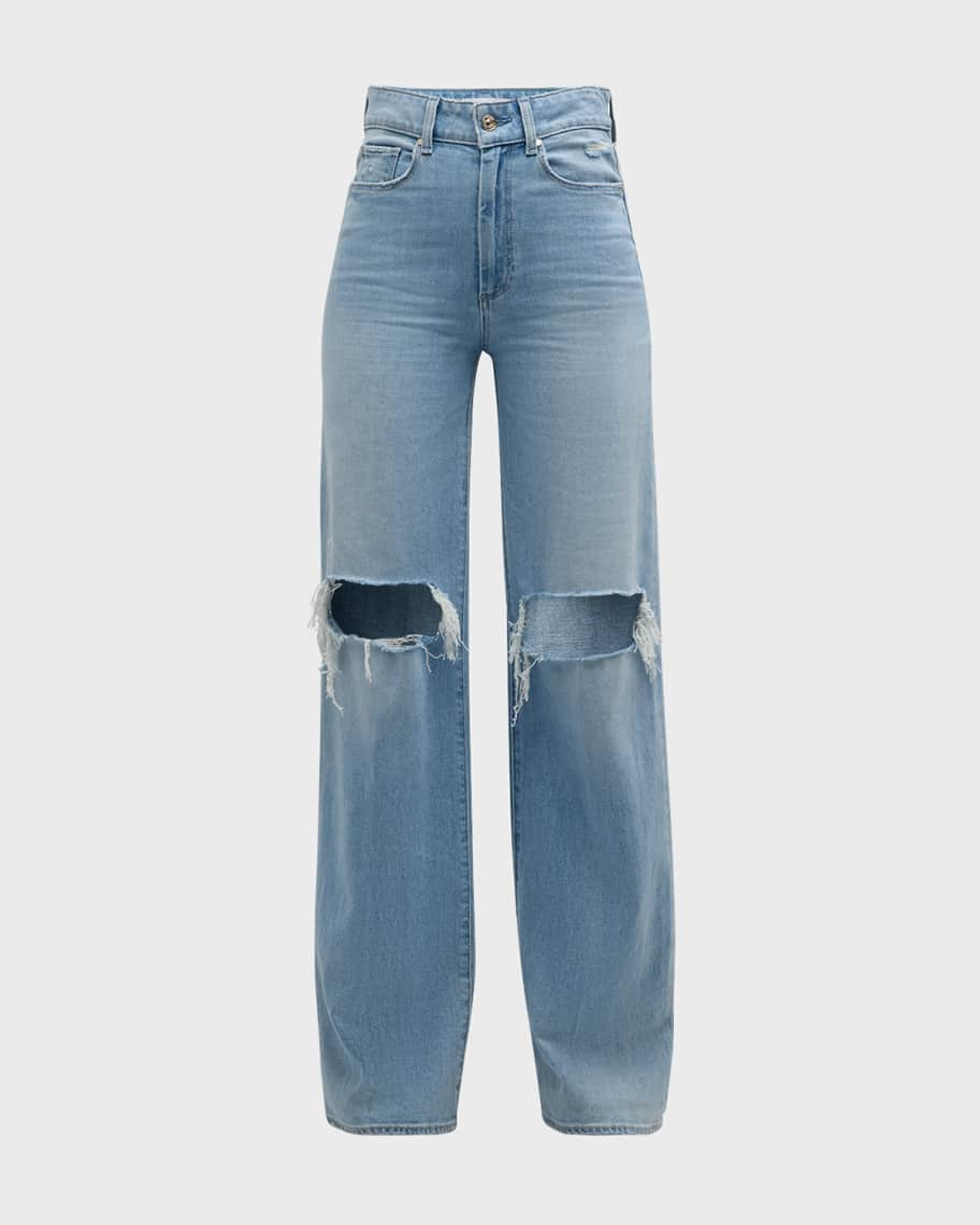 Sasha Distressed Straight Jeans | Neiman Marcus
