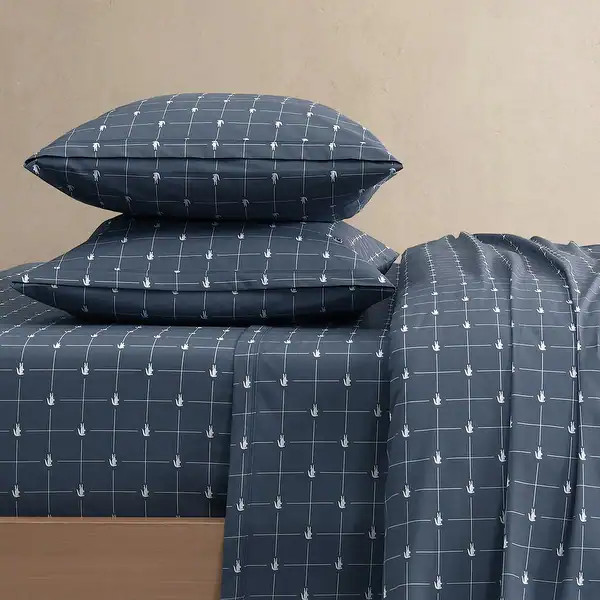 Lacoste Slice Geometric Percale Cotton 4-Piece Printed Sheet Set | Bed Bath & Beyond