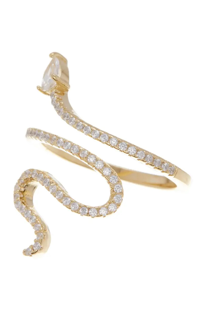 Adornia 14K Gold Plated Swarovski Crystal Accented Winding Snake Ring | Nordstromrack | Nordstrom Rack