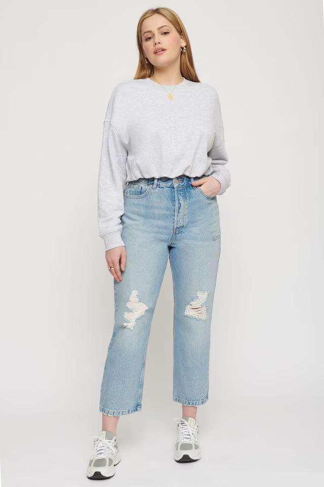 ETHOS | Gisele Distressed Straight Jeans | Dynamite Clothing