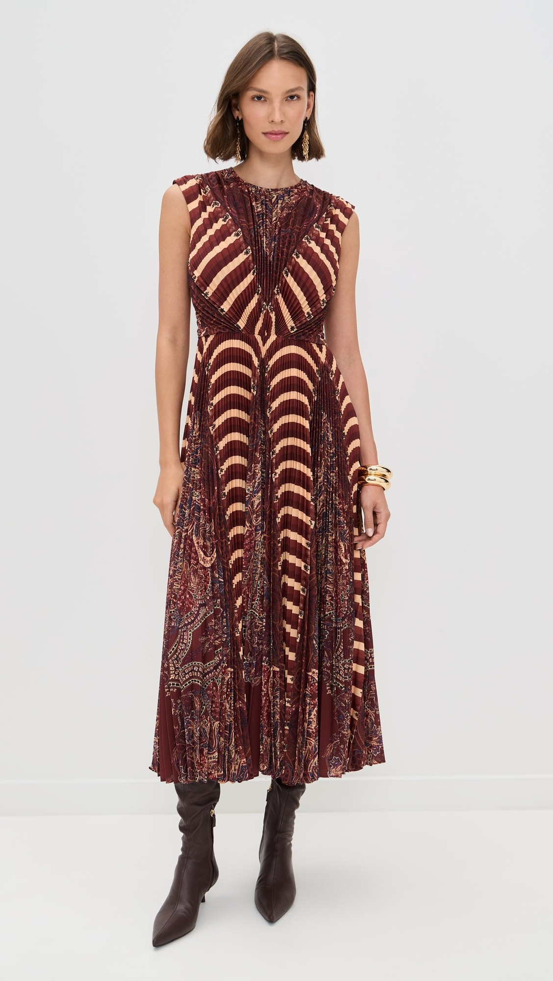 Violeta Pleated Sleeveless Midi Dress | Shopbop