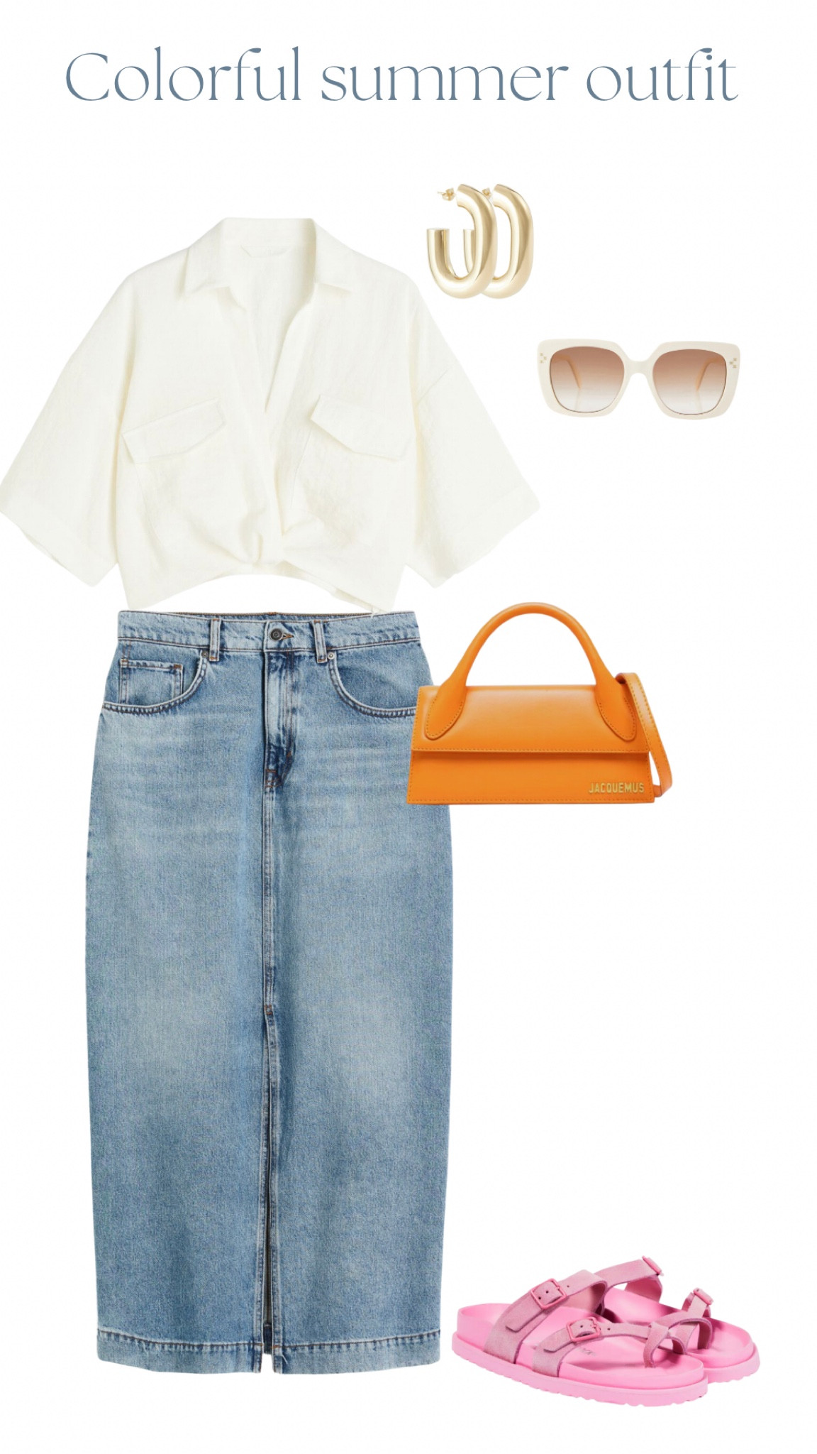 Colorful summer outfit with the new Birckenstock 1774 Mayari and Jacquemus chiquito long. Long denim dress like must have of the season and white crop blouse. 
Tenue d’été coloré avec les nouvelles Birckenstock 1774 Mayari et Jacquemus chiquito long. Et jupe longue denim incontournable de la saison. #jupelonguedenim #denimskirt #jupeenjeans #jupelongue #jupeete #longskirt #h&m #blousecrop #chemisecrop #chemiseete #blouseete #croppedshirt #whiteshirt #whiteblouse #chemiseblanche #blouseblanche #jacquemus #jacquemuschiquito #chiquitolong #birkenstock #birkenstock1774 #birkenstockmayari #celineeyewear #lunettesdesoleilceline #celine #bouclesdoreillesdore #goldearings #pacorabanne #pacorabannebijoux #pacorabanejewllery 

#LTKeurope #LTKSeasonal #LTKstyletip