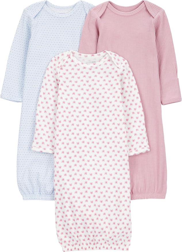 Simple Joys by Carter's Baby Girls' 3-pack Cotton Sleeper Gown | Amazon (US)
