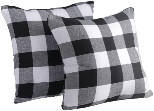 Buffalo Plaid Throw Pillow Covers - Buffalo Plaid Pillow Covers 18" x 18", 2 Packs, Easy Slider Z... | Amazon (US)