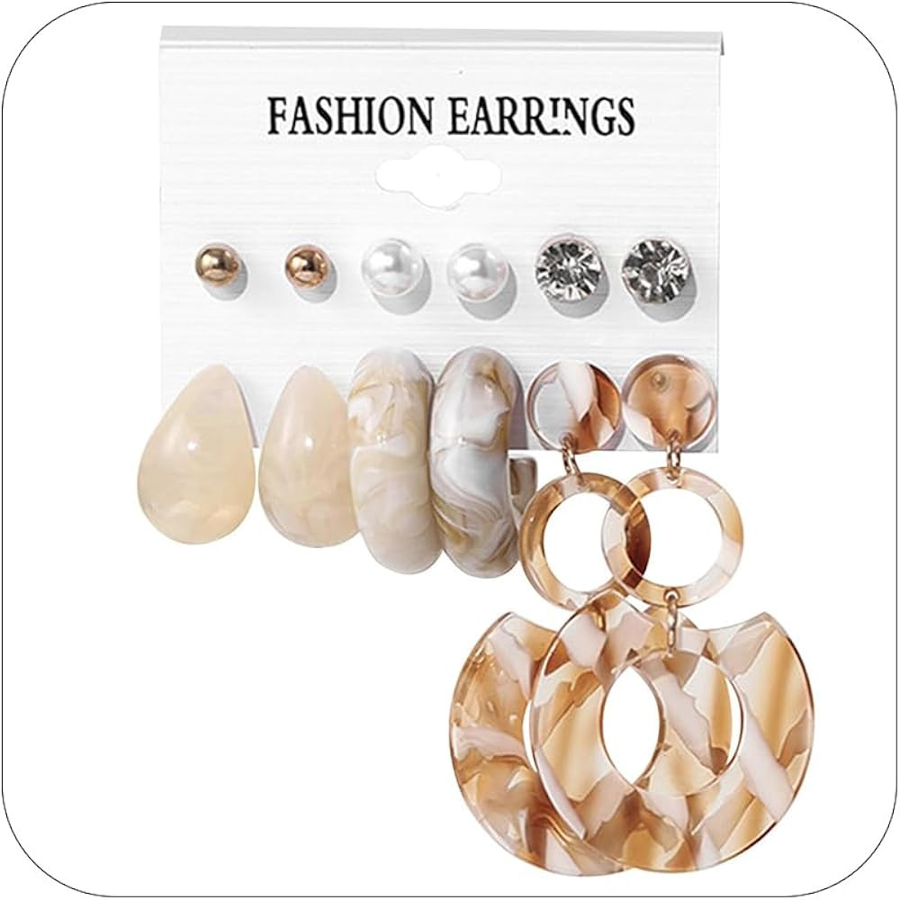 6 Pairs Colorful Summer Earrings for Women Acrylic Earrings Set Boho Statement Earrings Resin Dan... | Amazon (CA)