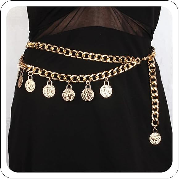 Pirate Waist Chain Gold Chain Belt for Dress Women Coin Pearl Sunflower Waist Chain Beach Belly B... | Amazon (US)