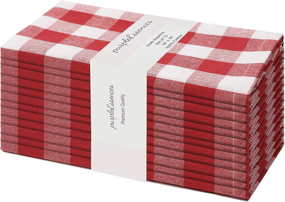 Buffalo Plaid Cloth Napkins - Mitered Corners - Spring and Summer Pastel Gingham Check Dinner Nap... | Amazon (US)